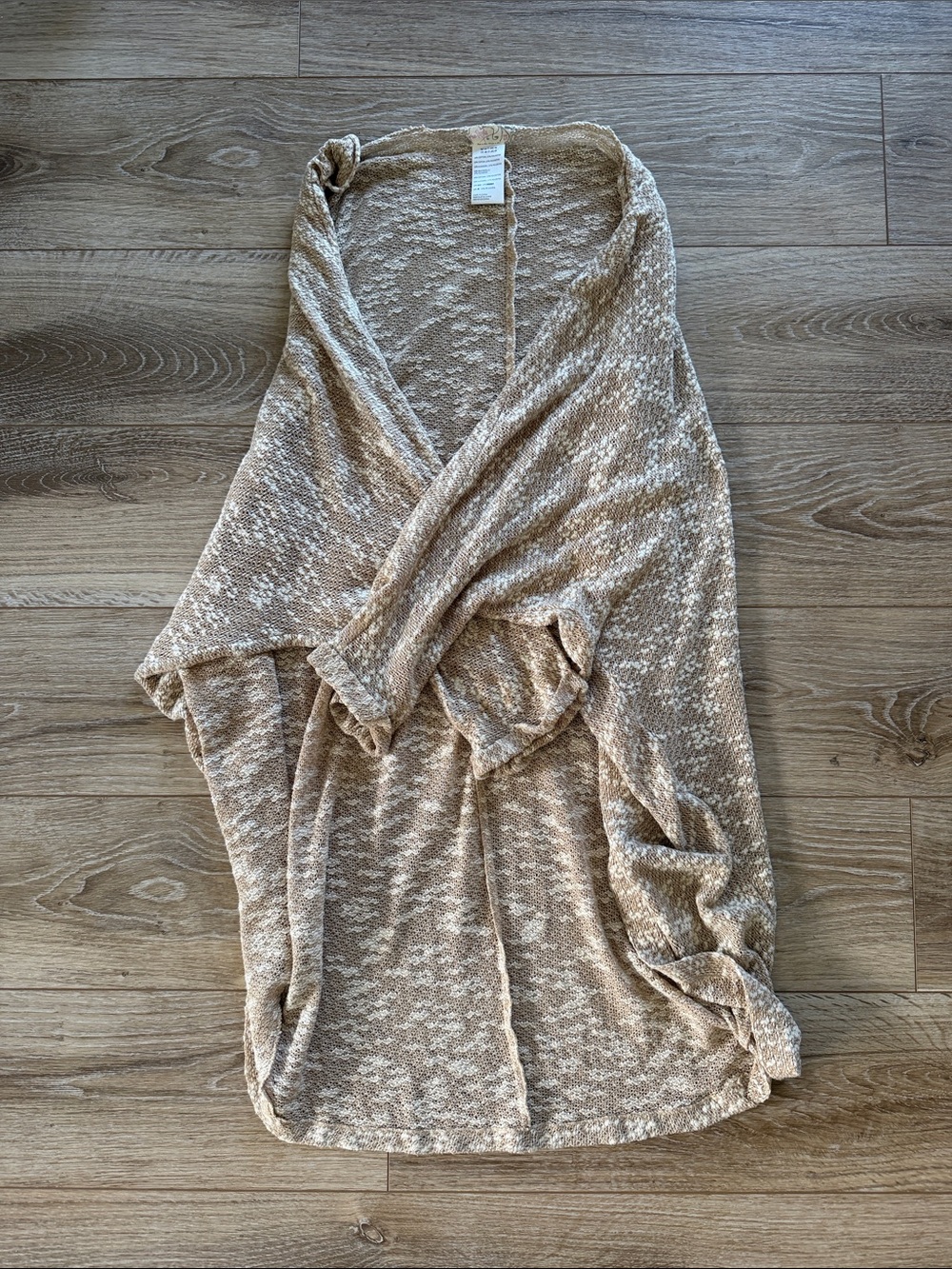 Free People Taupe Beige Open-Front Knit Cardigan